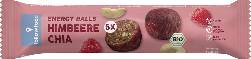 followfood Energy Balls Himbeere Chia 64 g