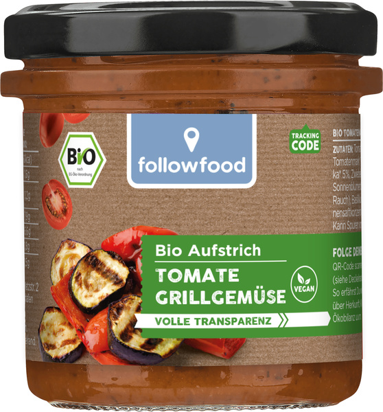 followfood Aufstrich Tomate & Grillgemüse 135 g