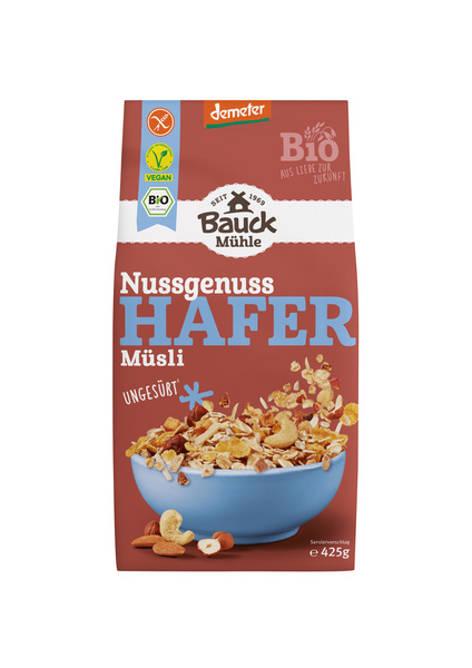HAFER MÜSLI NUSSGENUSS DEMETER GLUTENFREI 425 g