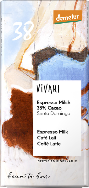 Vivani Espresso Milch 38 % Cacao Santo Domingo 90 g
