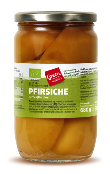greenorganics Pfirsiche im Glas 680 g