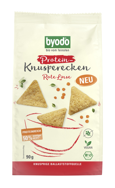 Byodo Protein Knusperecken rote Linse glf 90 g