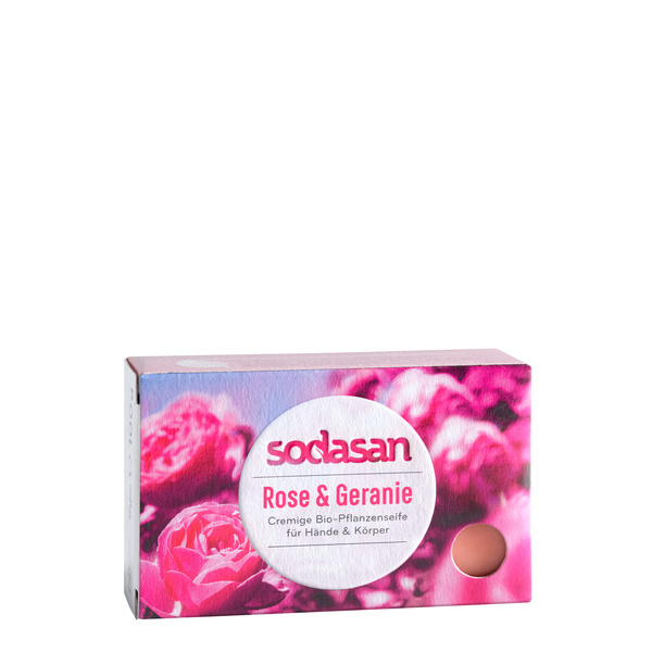 sodasan Stückseife Rose & Geranie 100 g