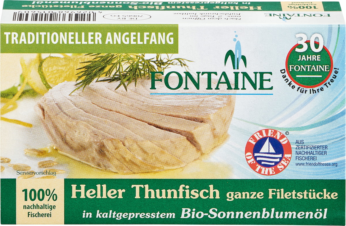 Fontaine Heller Thunfisch in Bio-Sonnenblumenöl 120 g